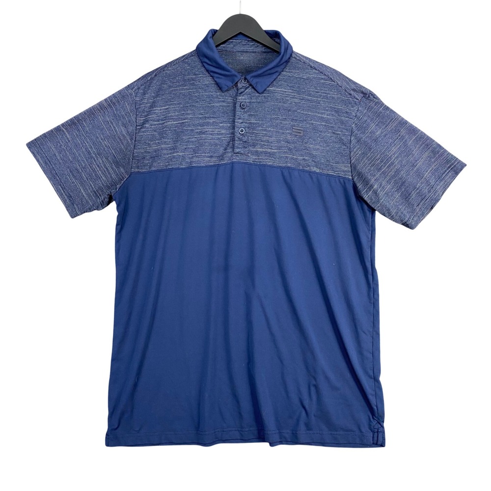 Three Sixty Six Polo Performance Mens XL Blue Striped‎ Golf Active Short Sleeve
